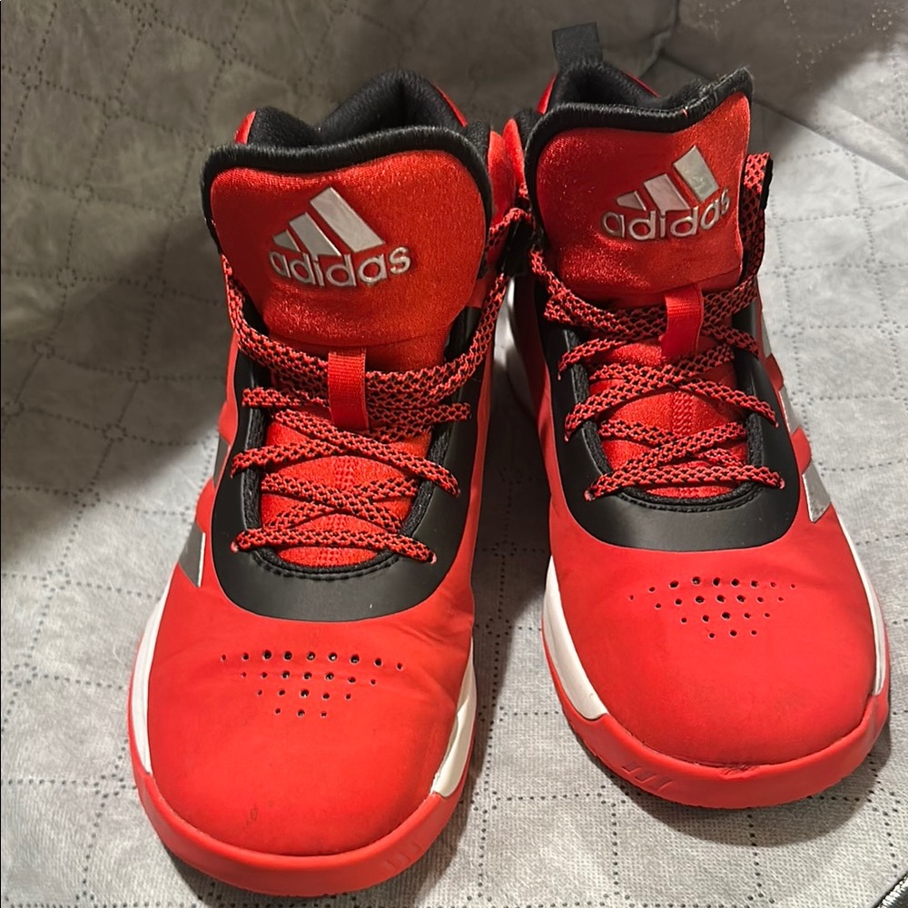 Adidas Kids Red and Black High-Top Sneakers